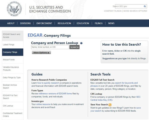 访问SEC官网
