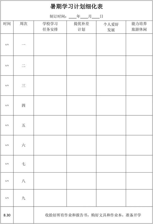 三、 如何制定7天计划表补单