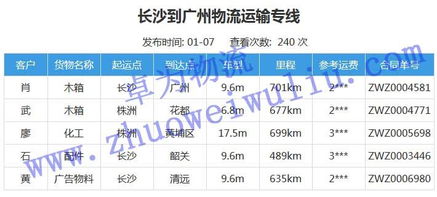 一、长沙至广州：正规零担运输概述